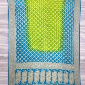 Blue Bandhni Fancy dye Georgette Saree Panetar Zari Check